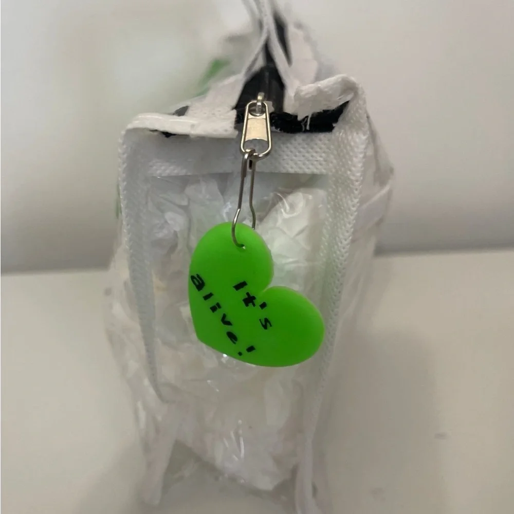 Clear bride of Frankenstein make up bag- “It’s alive!” Zipper charm handmade! - Picture 6 of 7